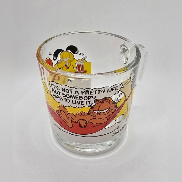 2 Vintage 1978 Glass Garfield Mug Coffee Cup With Odie McDonalds Jim Davis - Picture 2 of 15
